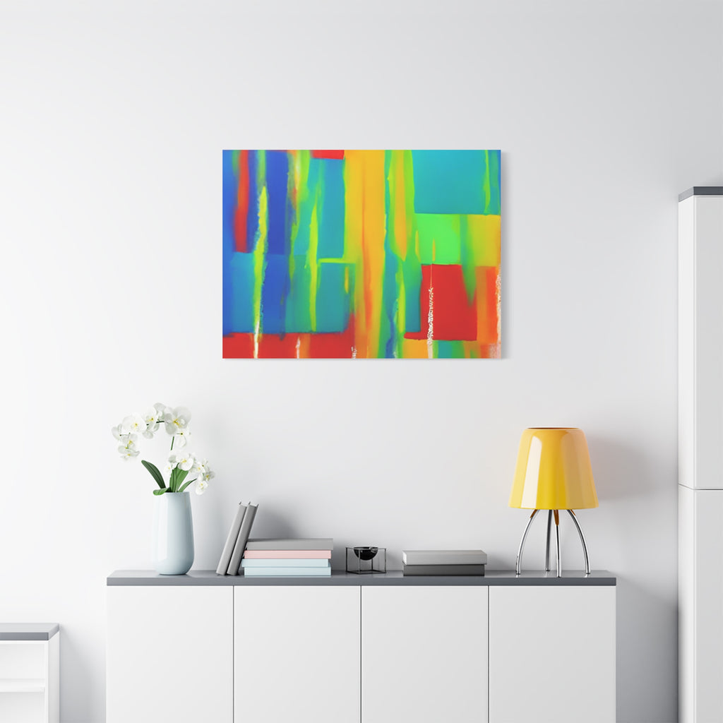 Abstract Rainbow Blocks Matte Canvas Print