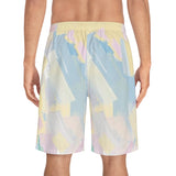 Pastel Brushstroke Board Shorts — Men's Beach Swim Trunks thumbnail 4