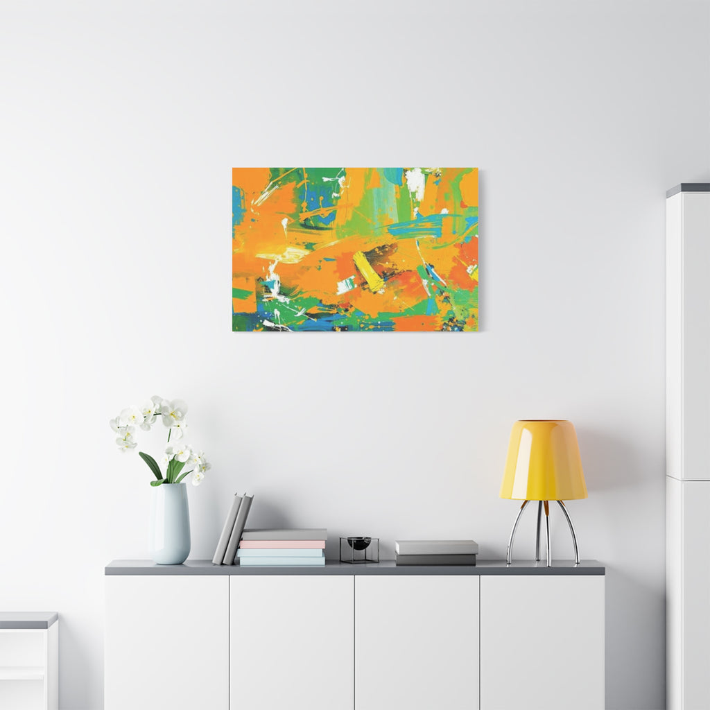 Abstract Orange & Green Canvas Art — Vibrant Modern Wall Decor