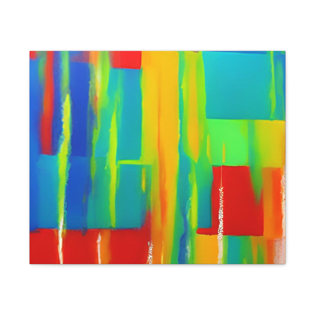Abstract Rainbow Blocks Matte Canvas Print