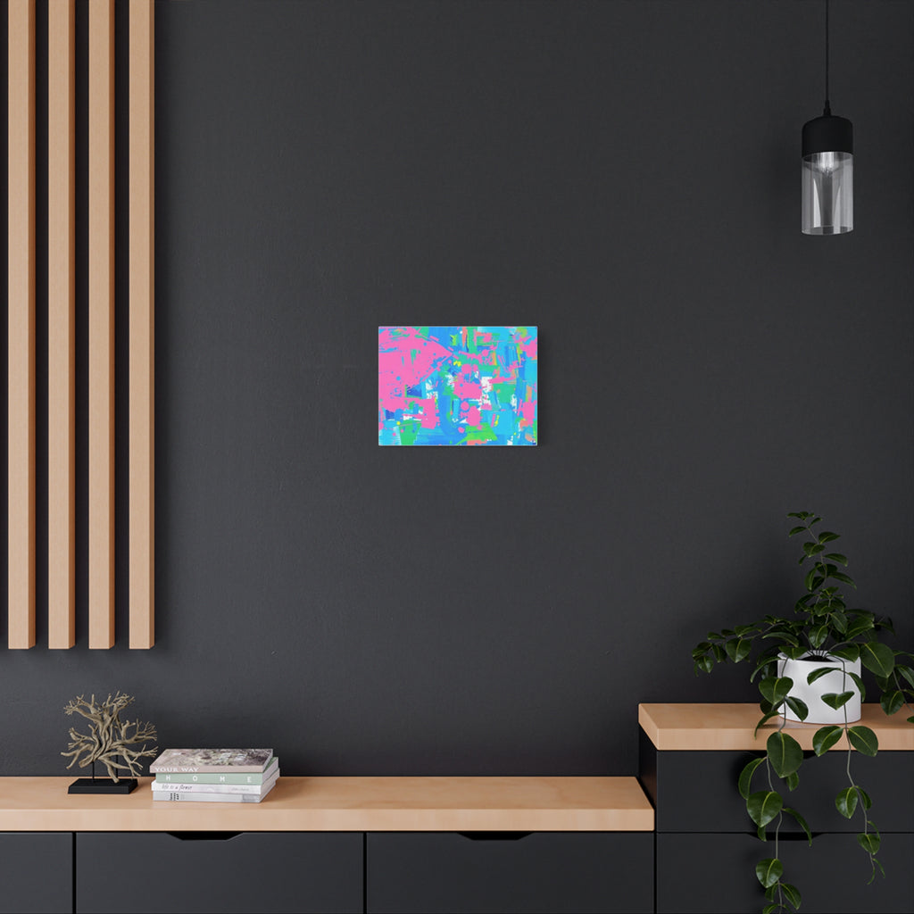 Neon Splash Abstract Canvas Print – Bright Pink & Aqua Modern Wall Art
