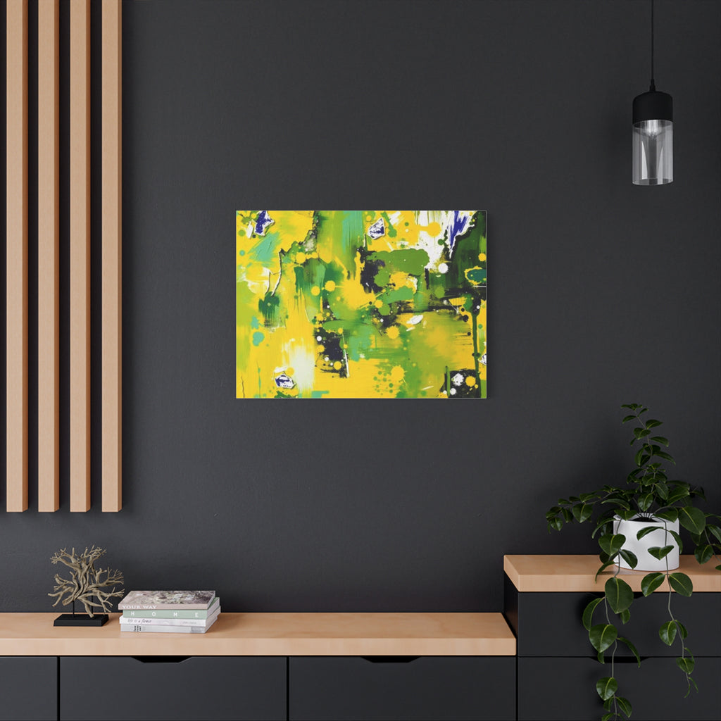 Abstract Green & Yellow Matte Canvas Print – Vibrant Modern Wall Art