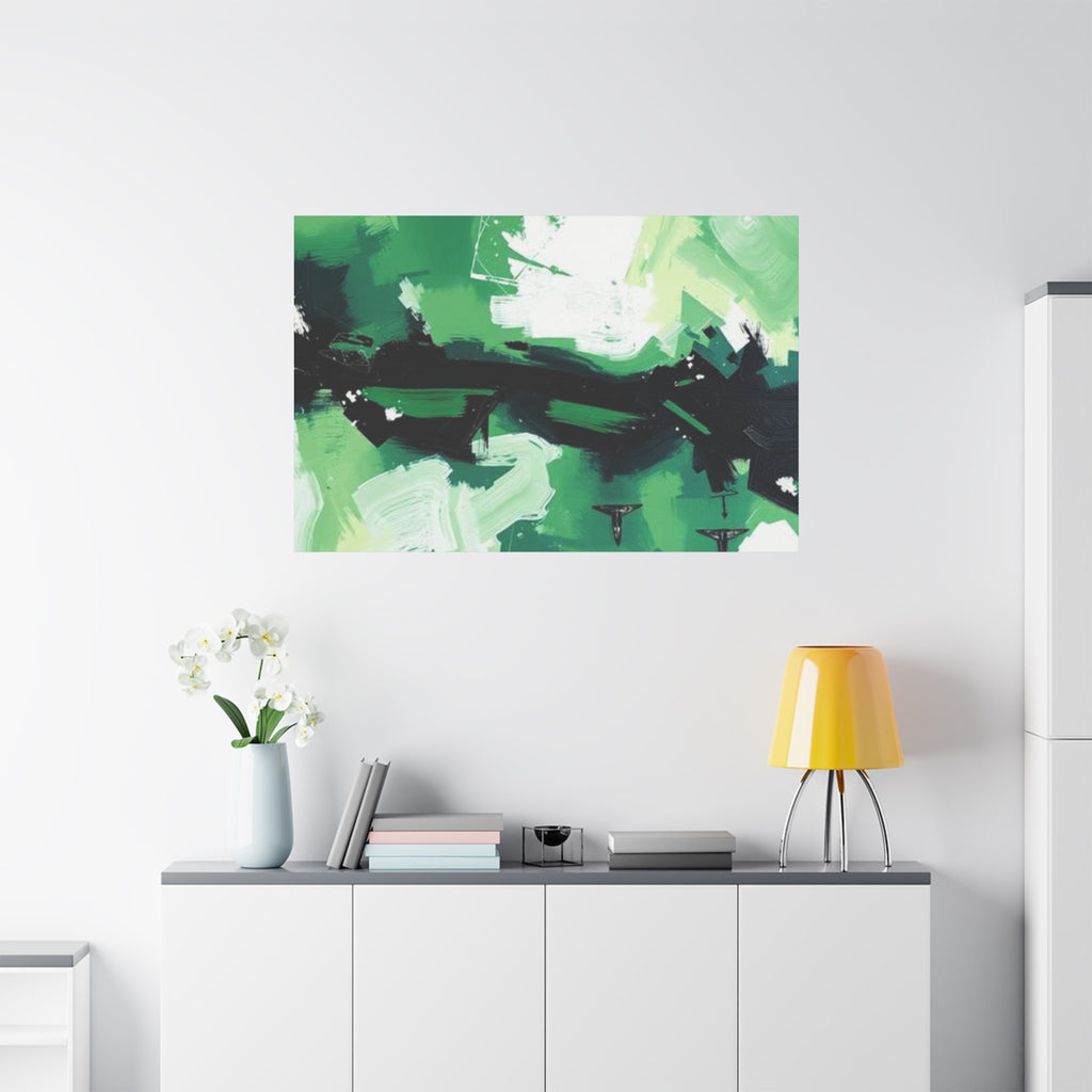 Abstract Green Brushstroke Canvas Print