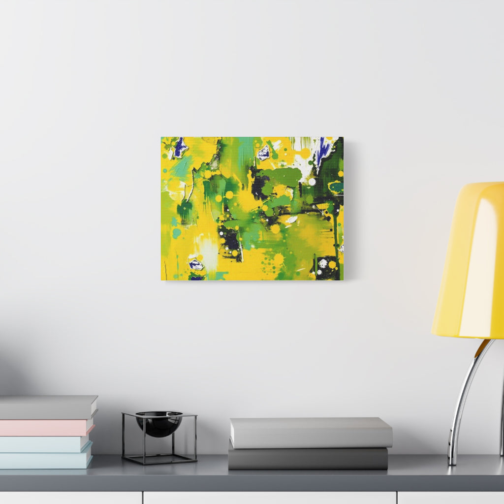 Abstract Green & Yellow Matte Canvas Print – Vibrant Modern Wall Art