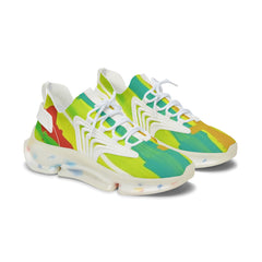 Colorful sneakers with a white sole on a white background