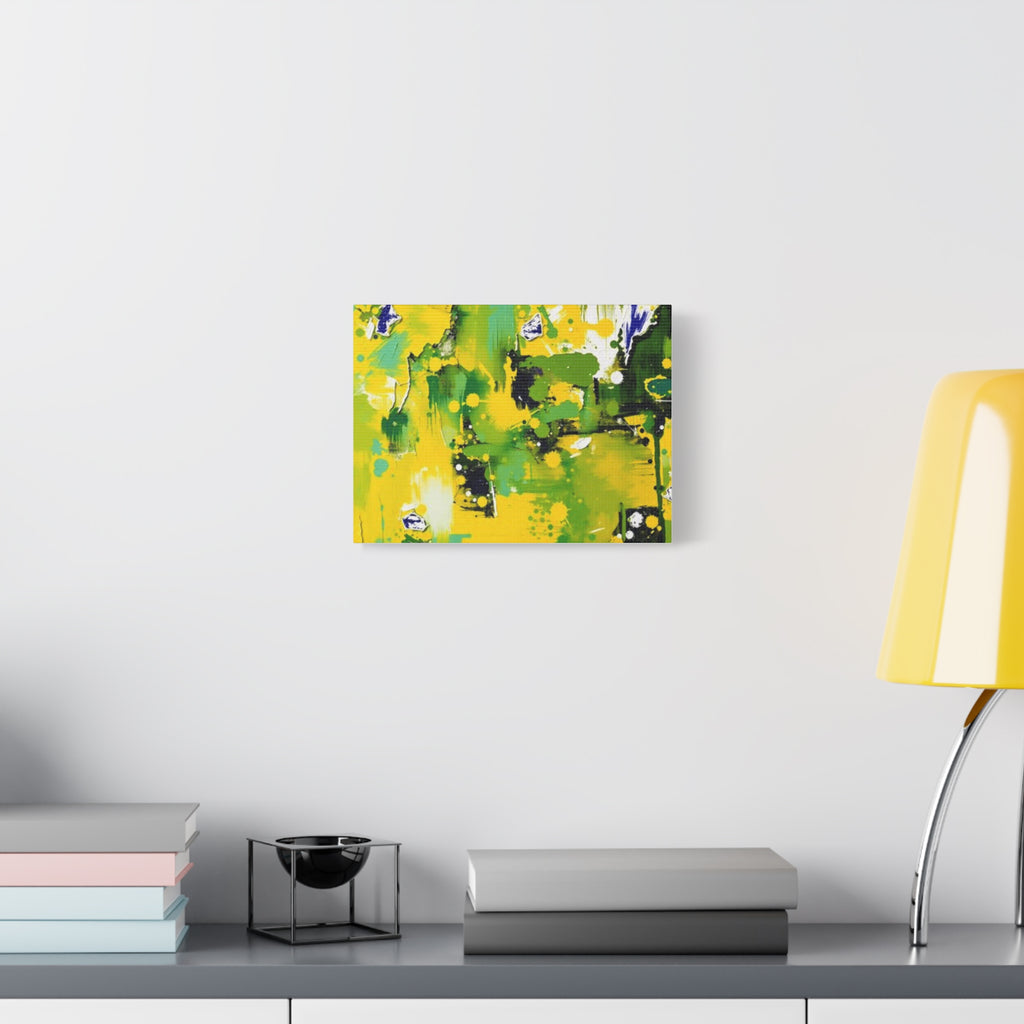 Abstract Green & Yellow Matte Canvas Print – Vibrant Modern Wall Art