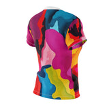 Abstract Color Splash Women's Tee — Vibrant All-Over Print thumbnail 3