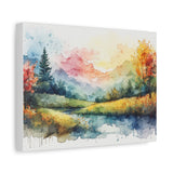 Watercolor Mountain Landscape Matte Canvas Wall Art, Stretched 1.25" thumbnail 7