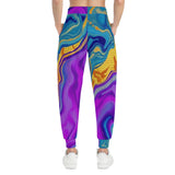 Colorful Marble AOP Joggers — Abstract Purple & Teal Athletic Pants thumbnail 7