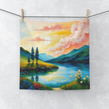 Scenic Sunrise Lake Face Towel thumbnail 1