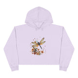 Dragonfly Floral Crop Hoodie — Botanical Watercolor Dragonfly Graphic thumbnail 3
