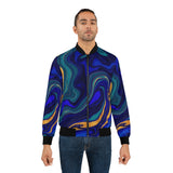Blue & Gold Marble Bomber Jacket thumbnail 3
