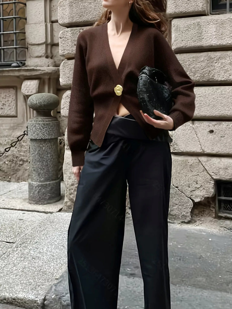 Single-Button Fitted Cardigan