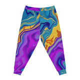 Colorful Marble AOP Joggers — Abstract Purple & Teal Athletic Pants thumbnail 2