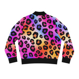 Rainbow Leopard Bomber Jacket — Women's Colorful Animal Print thumbnail 2