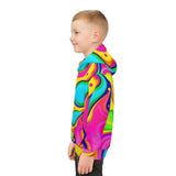 Kids' Psychedelic Rainbow Hoodie — Vibrant Swirl All-Over Print thumbnail 9