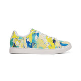 Abstract Watercolor Low-Top Leather Sneakers — Yellow Blue Splash thumbnail 5