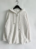 Zip Up Drawstring Long Sleeve Hooded Sweater thumbnail 4