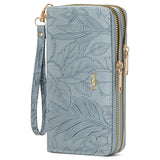 Embossed Floral Pattern Double Zipper Wallet thumbnail 5