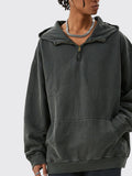 Men's Washed Quarter-Zip Hoodie with Kangaroo Pocket thumbnail 2