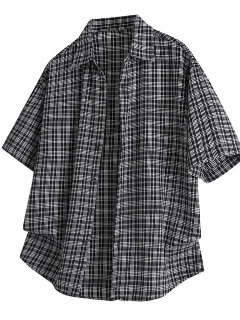 Men's Plus Size Plaid Short Sleeve Shirt