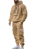 Men's Full Size Casual Half-Zip Hoodie and Cargo Pants Set Plus Size thumbnail 3