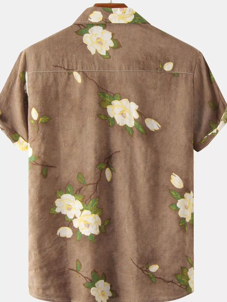 Men's Plus Size Floral Print Short Sleeve Shirt
