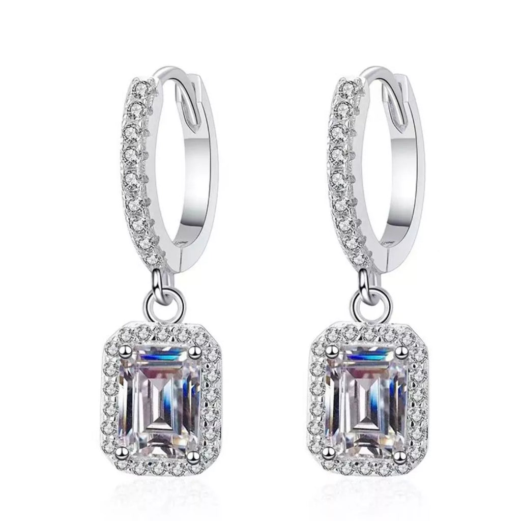 1 Carat 925 Sterling Silver Moissanite Drop Earrings