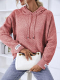 Texture Drawstring Long Sleeve Hooded Sweater thumbnail 5