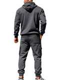 Men's Plus Size Casual Zip-Up Hoodie and Cargo Pants Set thumbnail 12