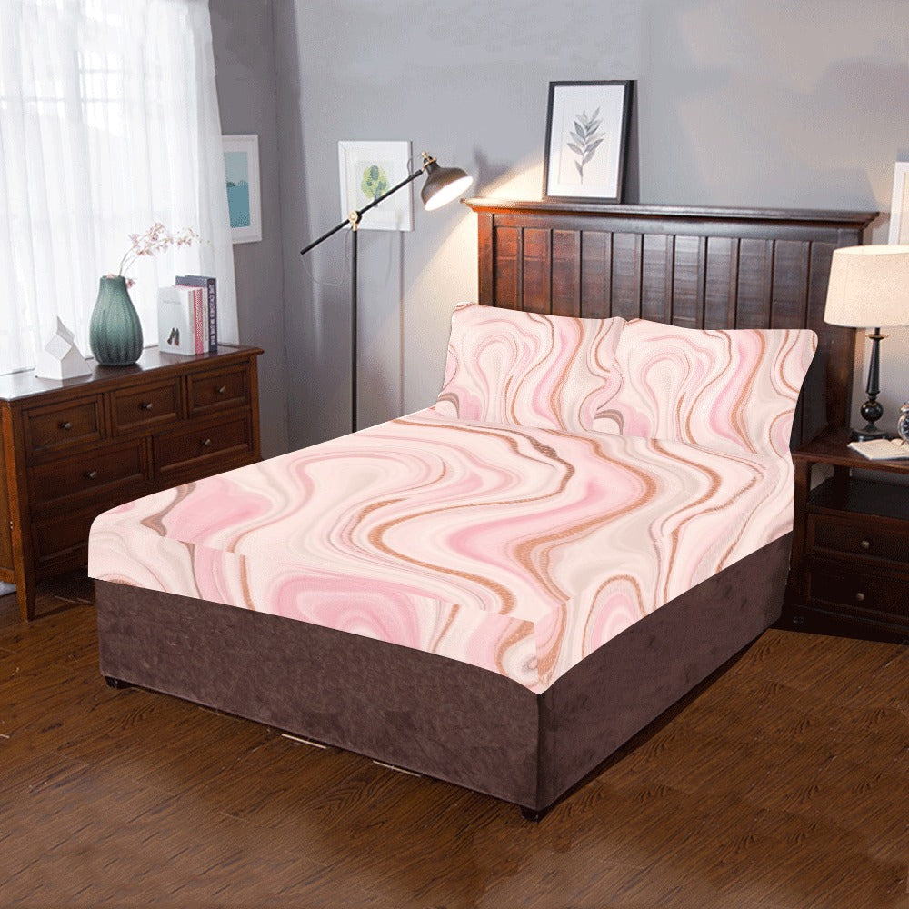Pink Marble Serenity – 3-Piece Bedding Set