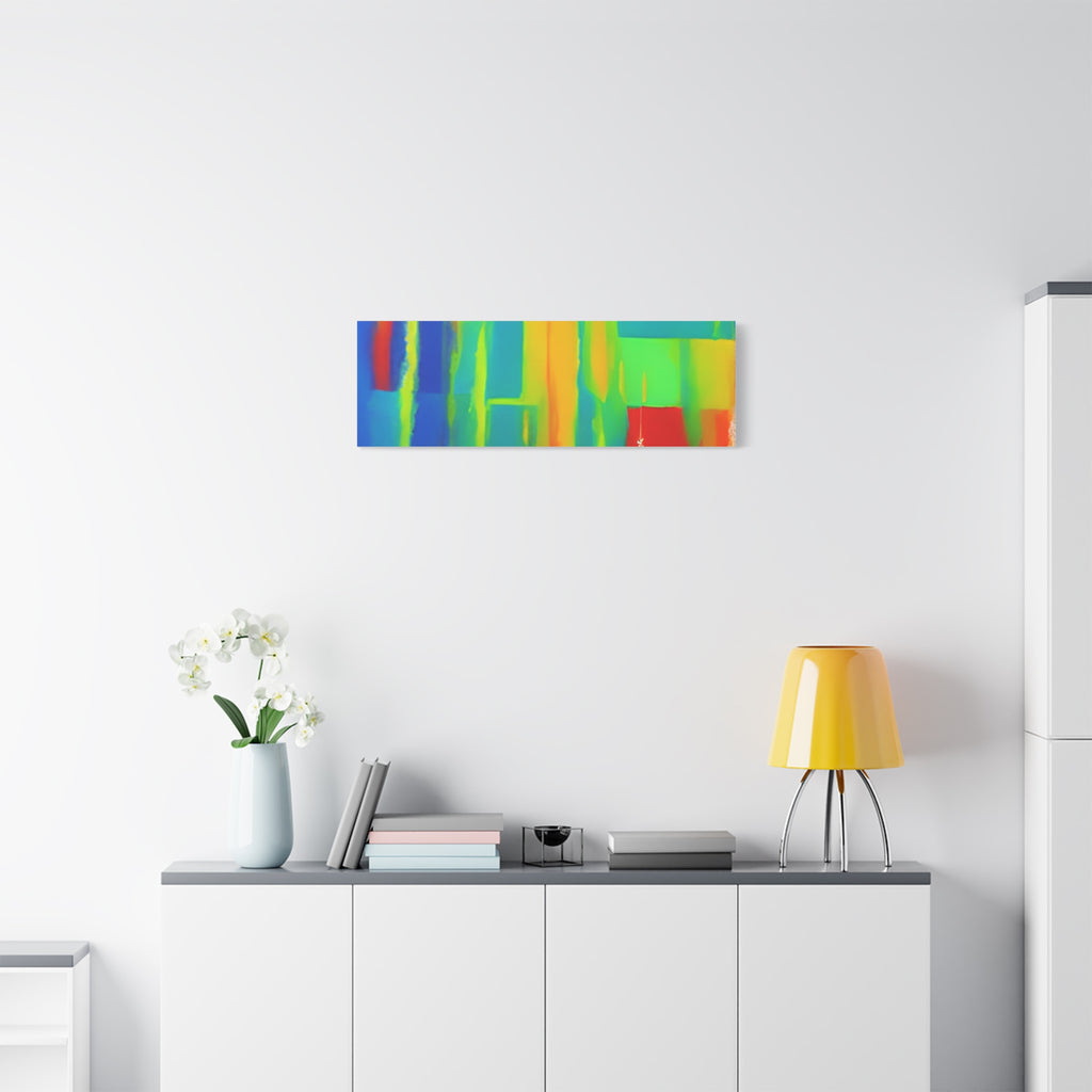 Abstract Rainbow Blocks Matte Canvas Print