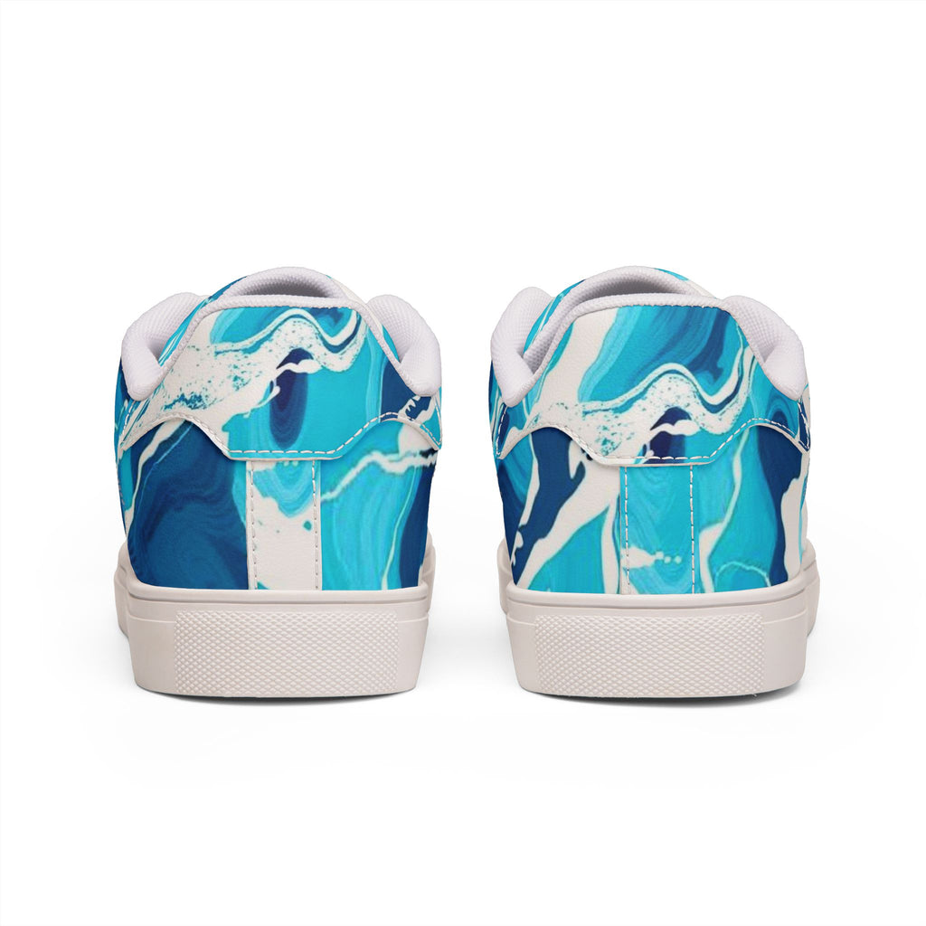 Blue Marble Low-Top Sneakers — Men's Casual Leather Shoes