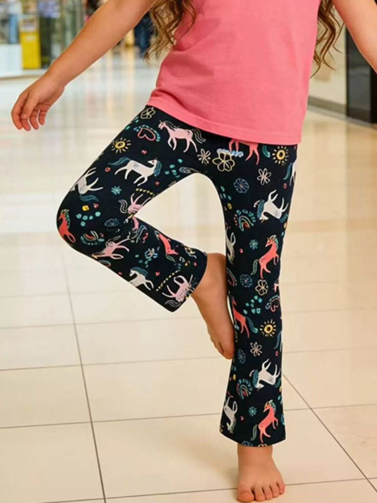 Children's Unicorn Print Flare Leggings