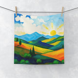 Sunrise Landscape Face Towel — Vibrant Mountain Scenic Hand Towel thumbnail 1