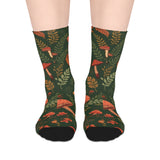 Autumn Mushroom Crew Socks — Forest Leaves & Fungi Mid-Calf Socks thumbnail 1