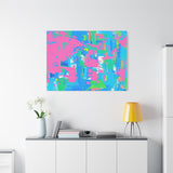 Neon Splash Abstract Canvas Print – Bright Pink & Aqua Modern Wall Art thumbnail 90