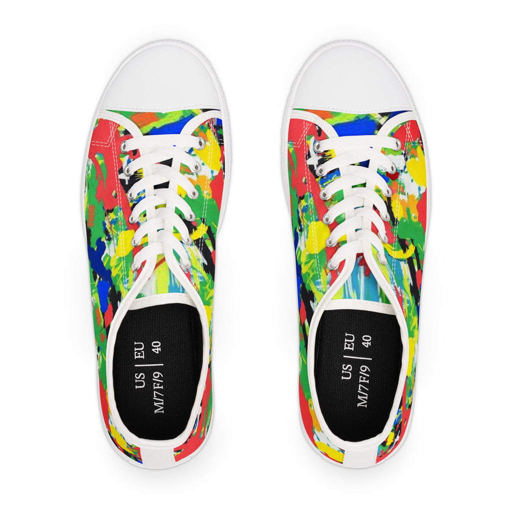 Color Splash Low Top Sneakers — Vibrant Abstract Women's Canvas Shoes