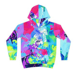 Kids' Neon Splash Hoodie – Colorful Abstract All-Over Print thumbnail 2