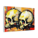 Skull Art Canvas Print – Colorful Graffiti Double Skulls Matte Stretched Wall Art thumbnail 3