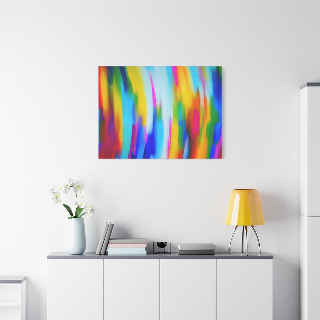 Abstract Rainbow Waves Matte Canvas Print — Vibrant Colorful Wall Art