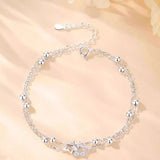 925 Sterling Silver Zircon Star Chain Bracelet thumbnail 2