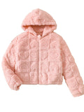 Children's Heart Pattern Fuzzy Hooded Outerwear thumbnail 2