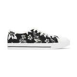 Low Top Sneakers — Black & White Floral Canvas Women's Casual Shoes thumbnail 4