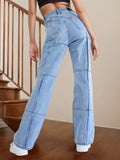 High Waist Straight Jeans with Pockets thumbnail 3