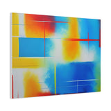 Abstract Color Field Matte Canvas Print — Vibrant Blue, Yellow & Red Stretched Wall Art thumbnail 65