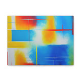 Abstract Color Field Matte Canvas Print — Vibrant Blue, Yellow & Red Stretched Wall Art thumbnail 3