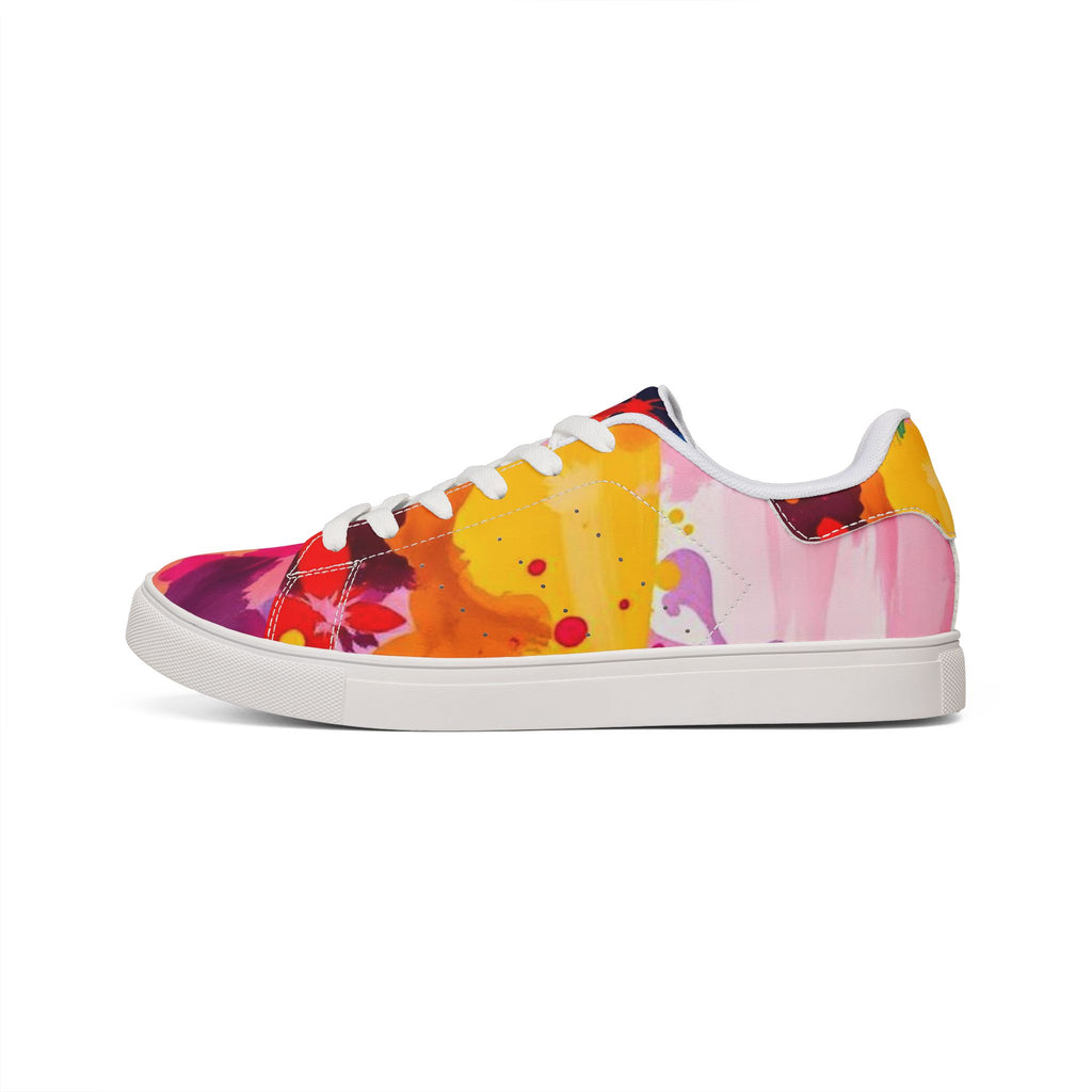 Color Splash Leather Sneakers — Men's Low-Top Abstract Paint Design