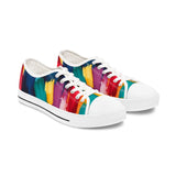 Abstract Rainbow Brushstroke Low Top Sneakers — Colorful Women's Canvas Shoes thumbnail 2