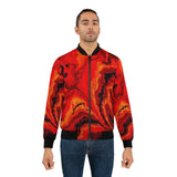 Red Lava Marble Bomber Jacket — Bold All-Over Print Men's Jacket thumbnail 3